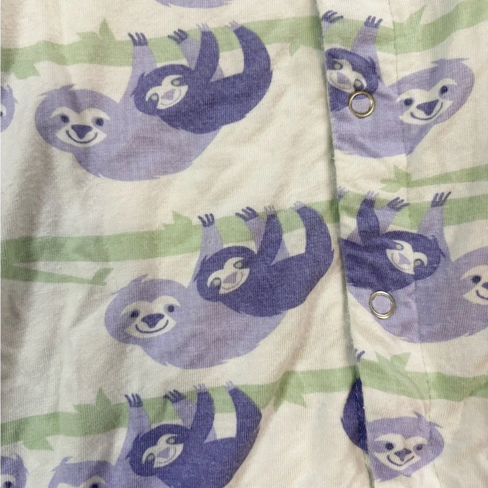 Baby KicKee Pants Sloth Footie Pajamas 9-12 Months White Purple Green